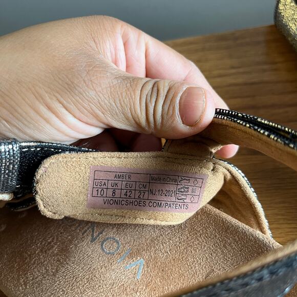 Vionic Amber Sandal Women's Size 10 Black Metallic Comfort Podiatrist Designed - Picture 6 of 7